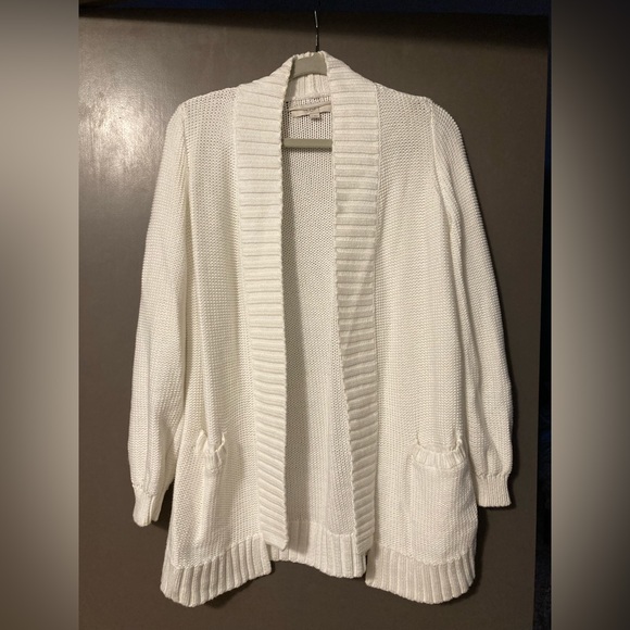 White cotton Loft cardigan like new - Picture 1 of 4